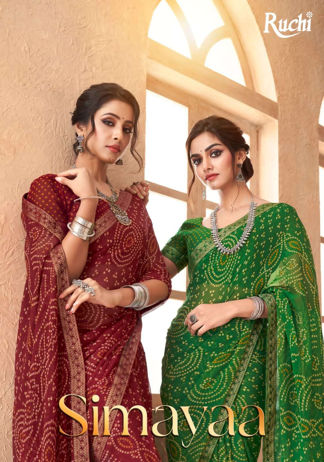 ruchi simayaa vol 18 amazing bandhani print fancy sarees wholesaler 