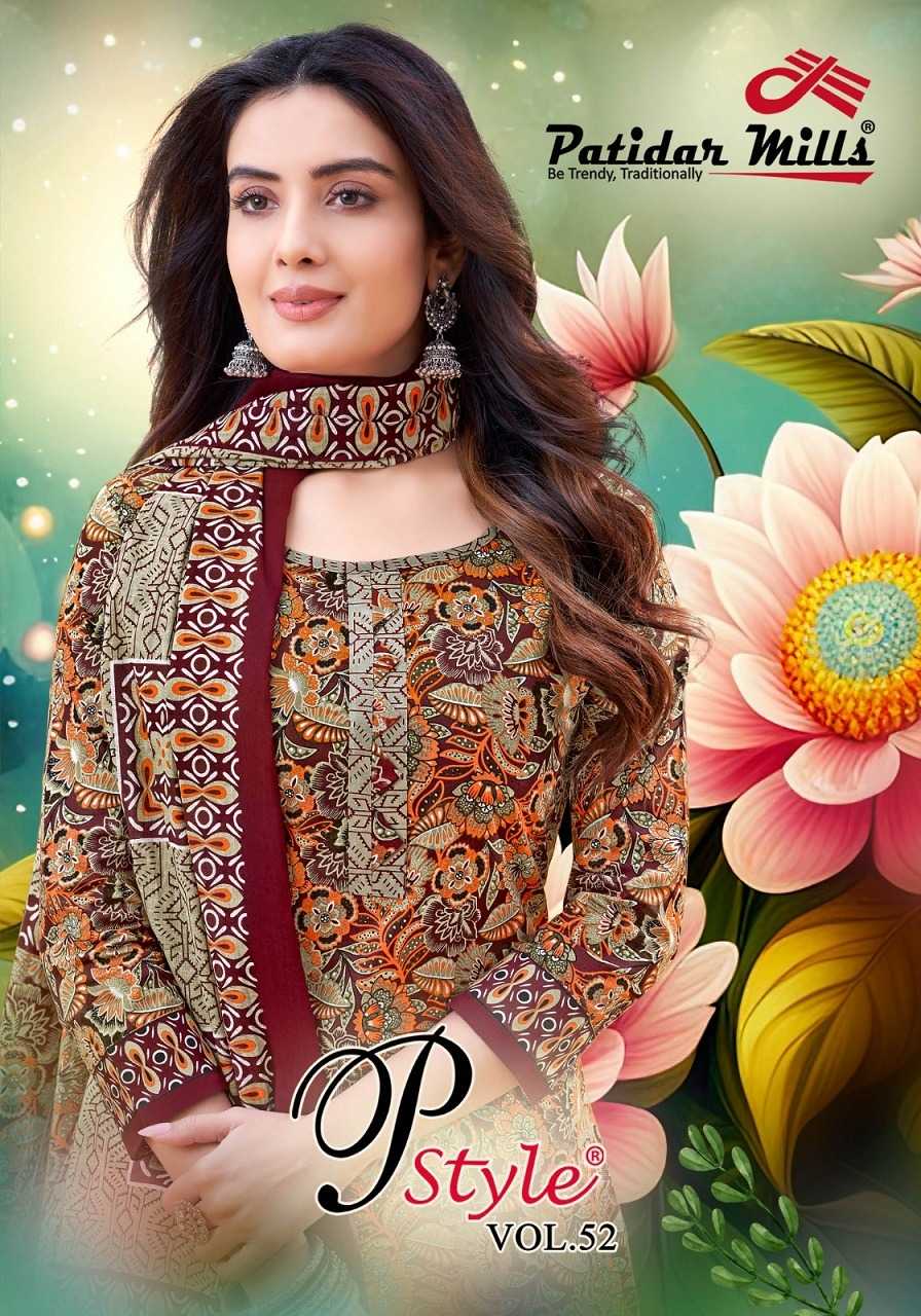 pstyle vol 52 by patidar mills cotton printed adorable suits collection