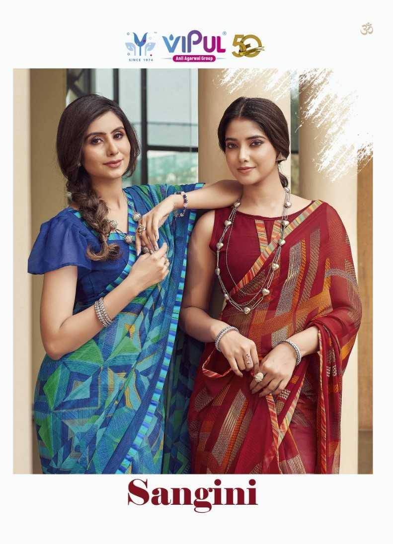 vipul fashion sangini 80100-80113 beautiful casual wear georgette print sarees