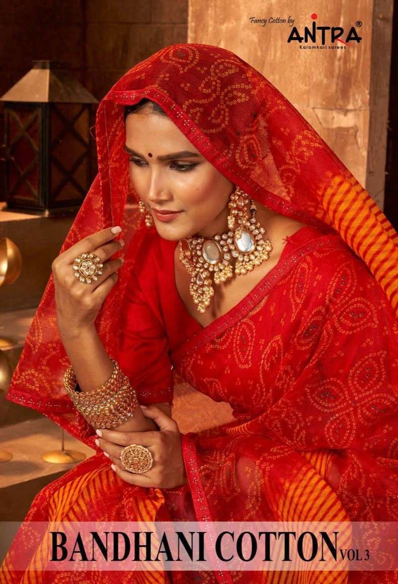 antra bandhani cotton vol 3 fancy wear saree collection 
