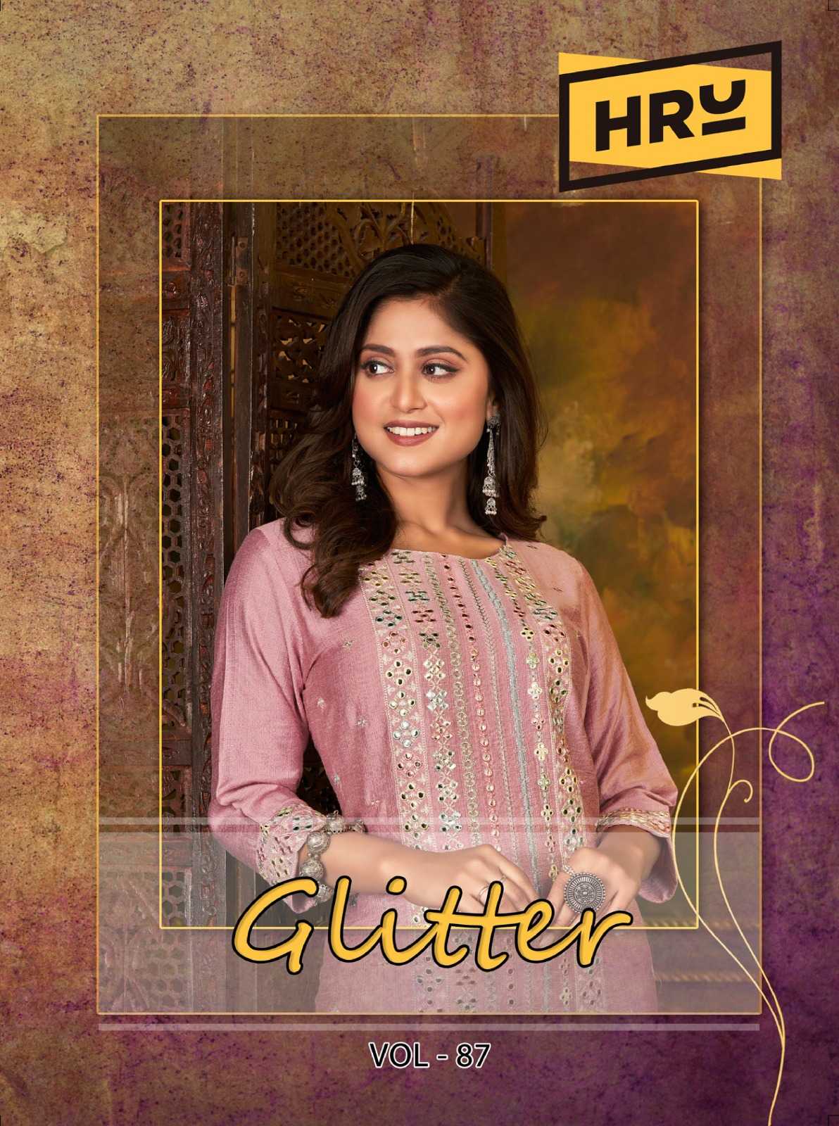 hru india glitter vol 87 nylon daily wear readymade straight kurti collection 