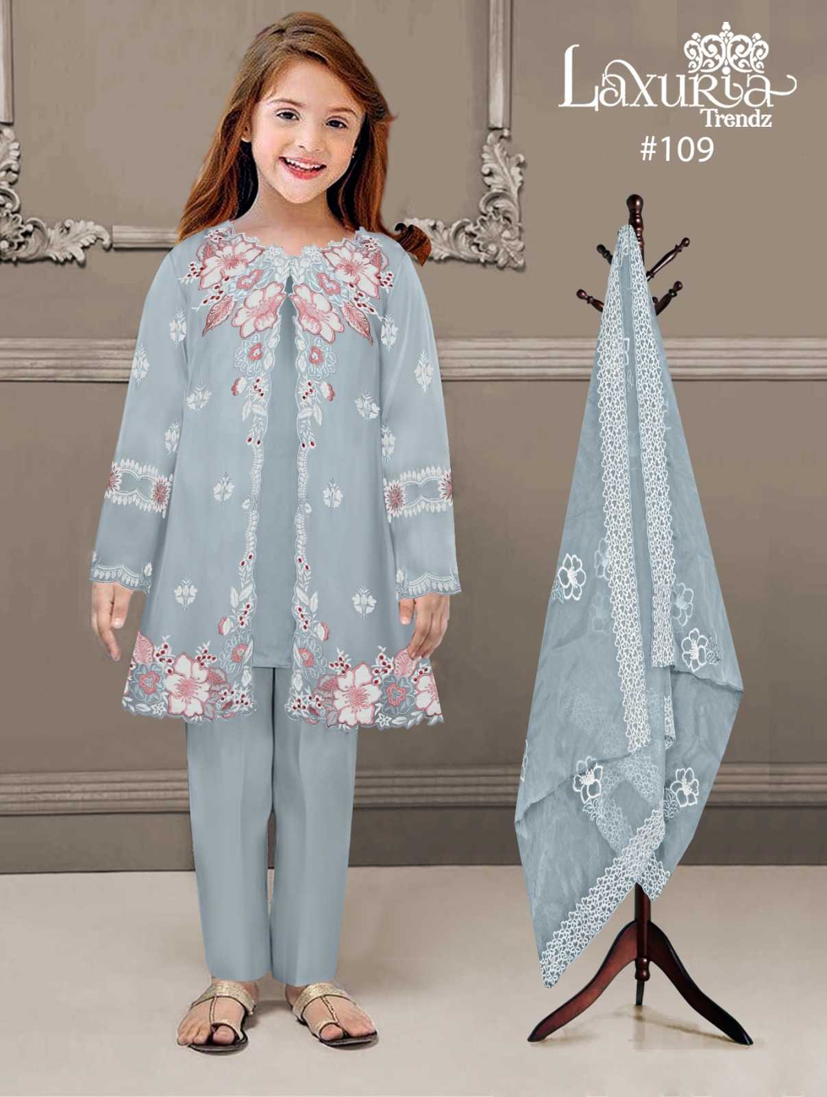 laxuria lt 109 function wear readymade georgette kids 3pc dress collection 