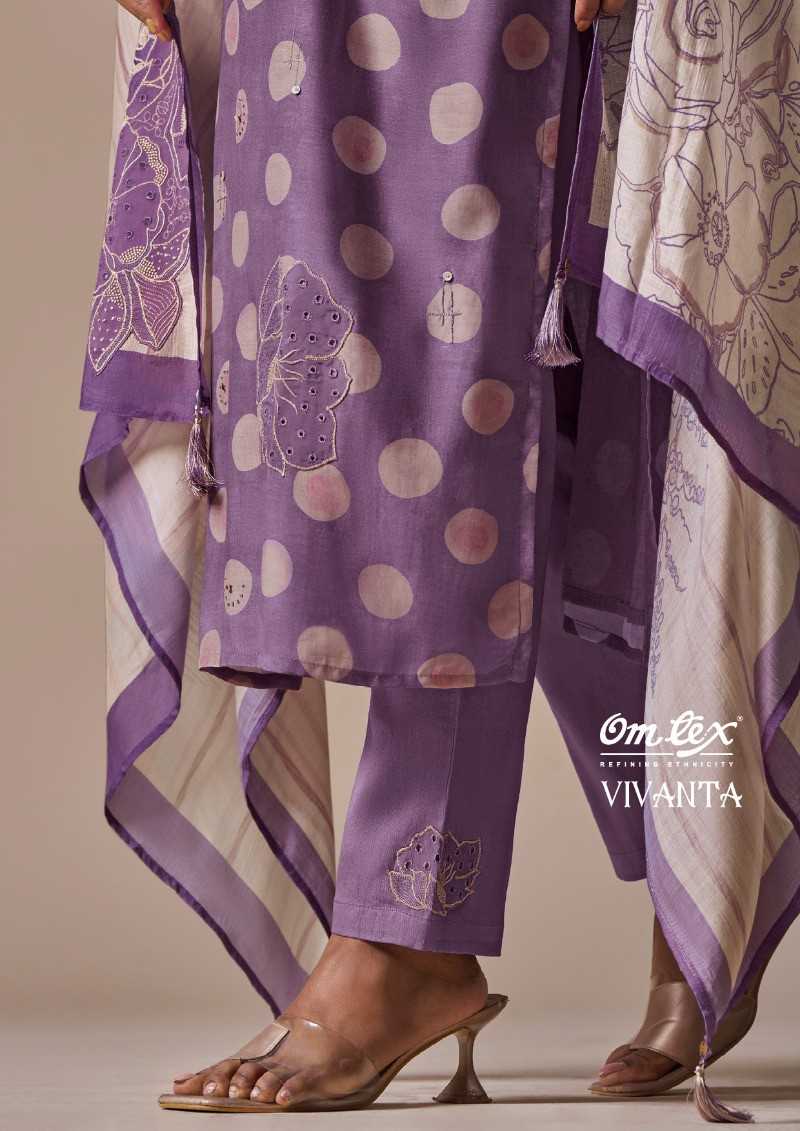 omtex vivanta function wear silk digital print dress material collection 