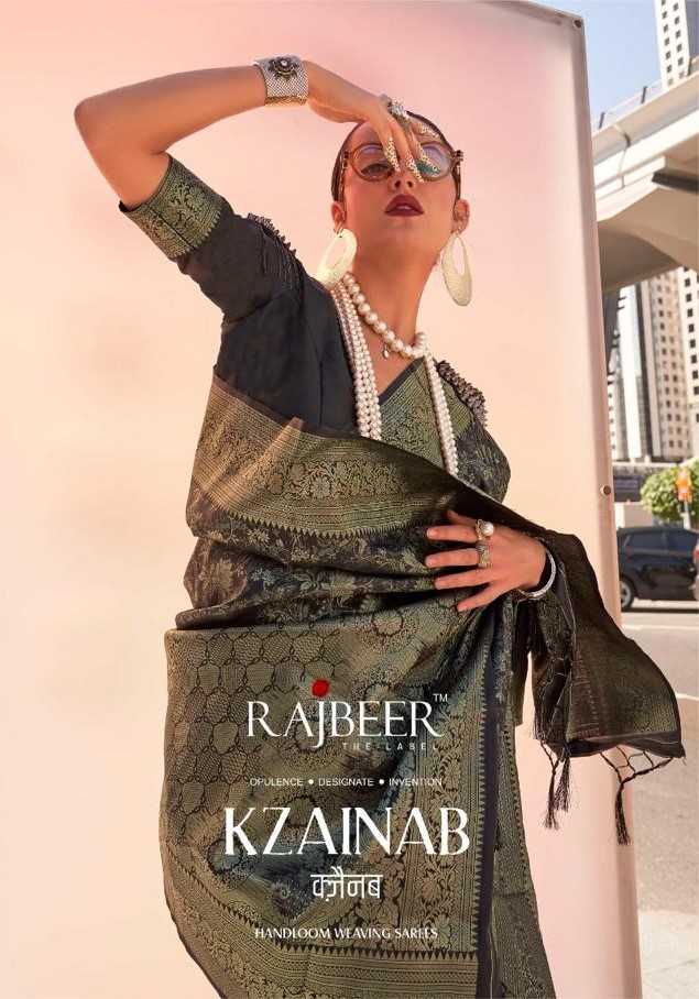 rajbeer present kzainab handloom weaving party wear saree exporter