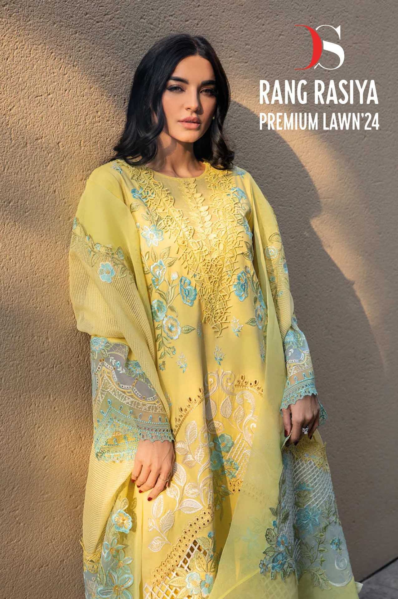 rangrasiya premium lawn 24 by deepsy cotton work pakistani suits