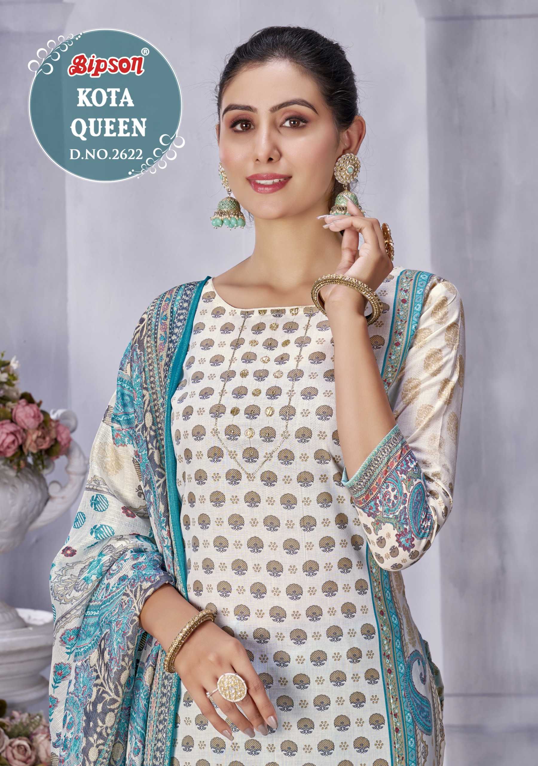kota queen 2622 by bipson comfortable pure cotton printed unstitch salwar suit 