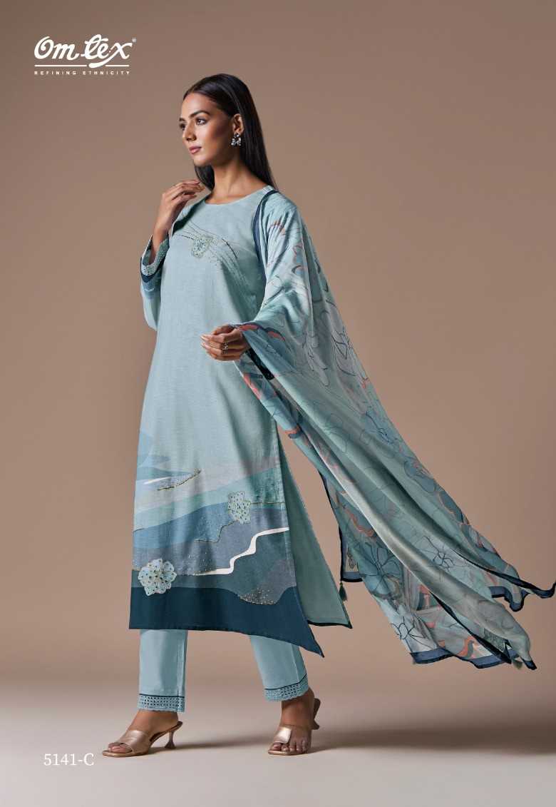 omtex sarova occasion wear linen cotton with handwork unstitch salwar suit