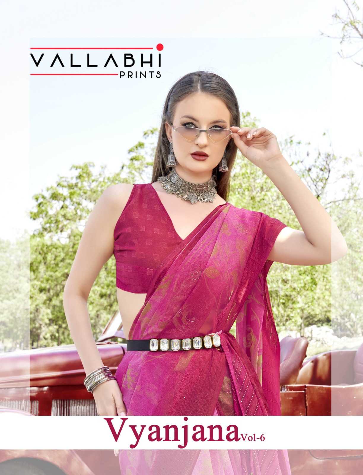 vallabhi prints vyanjana vol 6 stylish wear georgette saree collection 