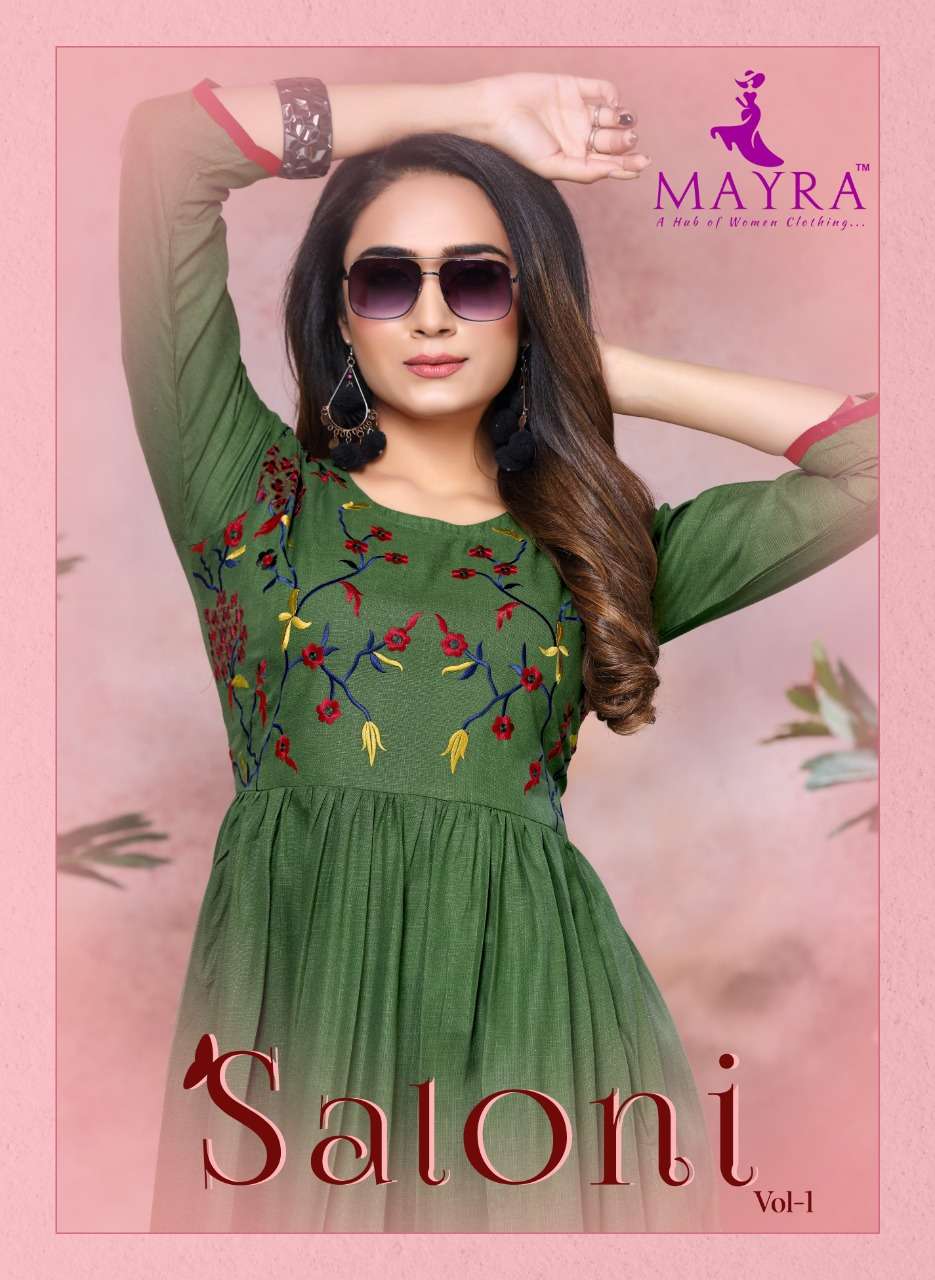 Tzu Launch Saloni Rayon Work Fancy Wear Ladies Kurtis Festive Collection