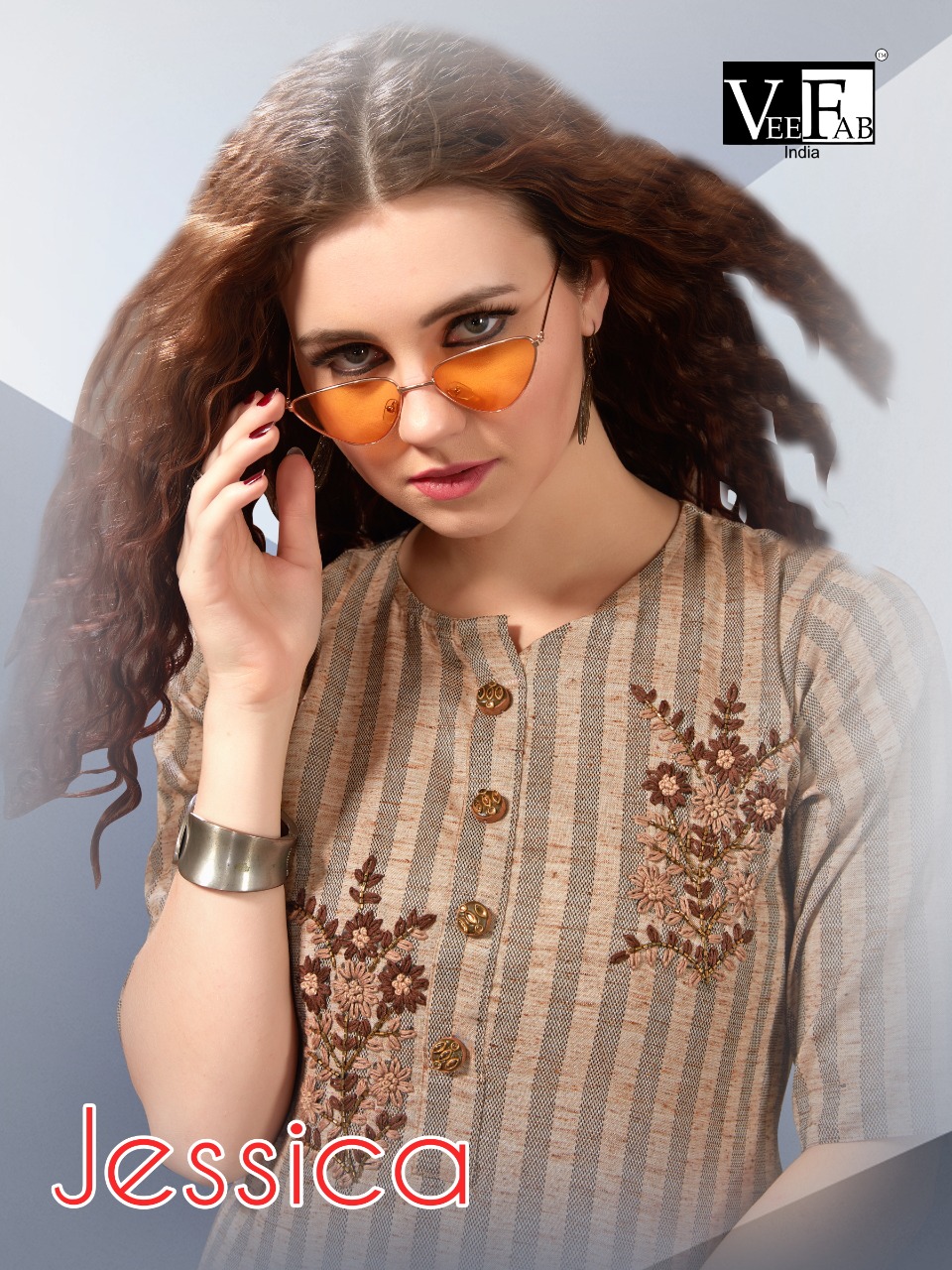 Om Tex Present Jessica Georgette Digital Print Kurtis Concept Wholesaler Exporter