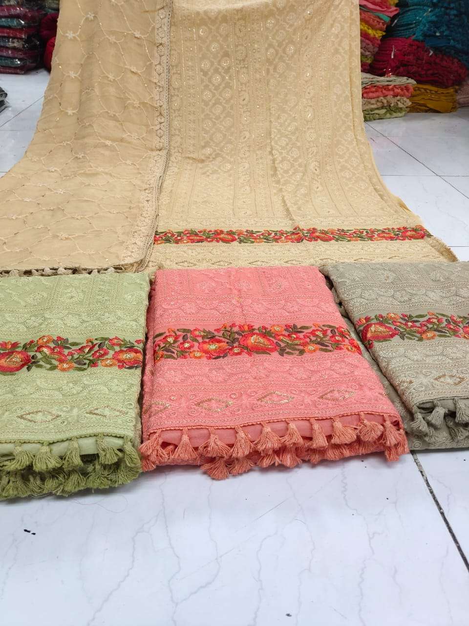 Ambica Nilofer 24001-24033 Fancy Fabrics Designer Saris Catalogue Wholesale Supplier