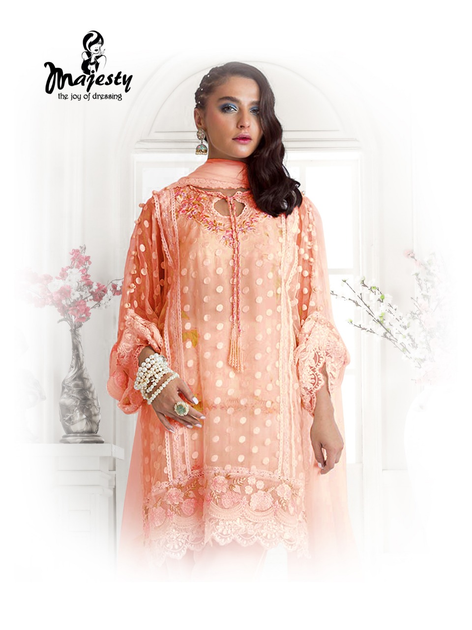 Your Choice Presents Noory Georgette Embroidery Sarara Style Dresses Wholesale