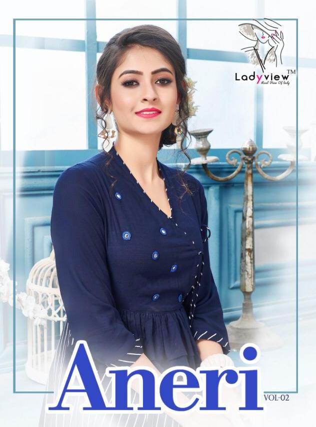 Ladyview Present Aneri Vol 2 Reyon Work Party Wear Long Kurti Wholesale Price