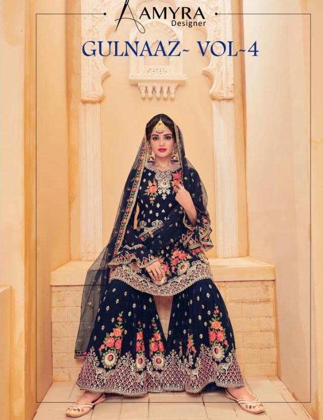 Amyra Designer Gulnaaz Vol  Gharara Style Heavy Embroidered Dresses Collection