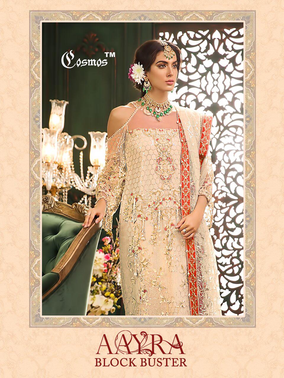 Cosmos Aayra Block Buster Net Embroidered Pakistani Style Dresses