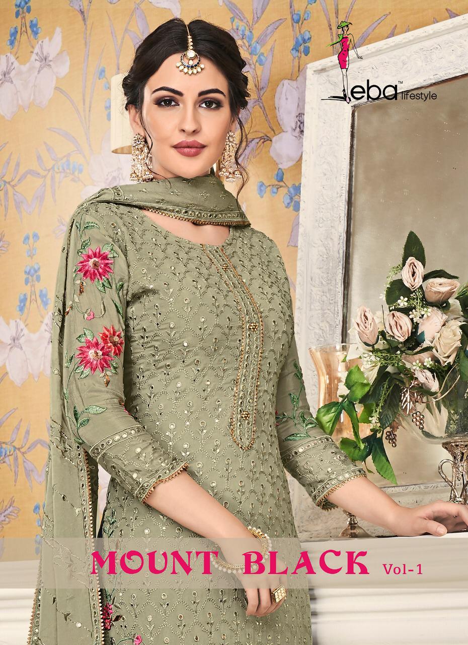 Eba Lifestyle Mount Black Vol 1 Georgette With Heavy Work Suit Wholesaler