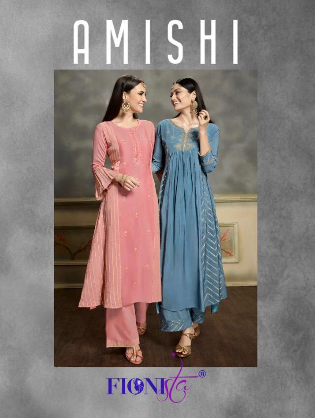Fionista Present Amishi Fancy Designer Long Top With Bottom Collection