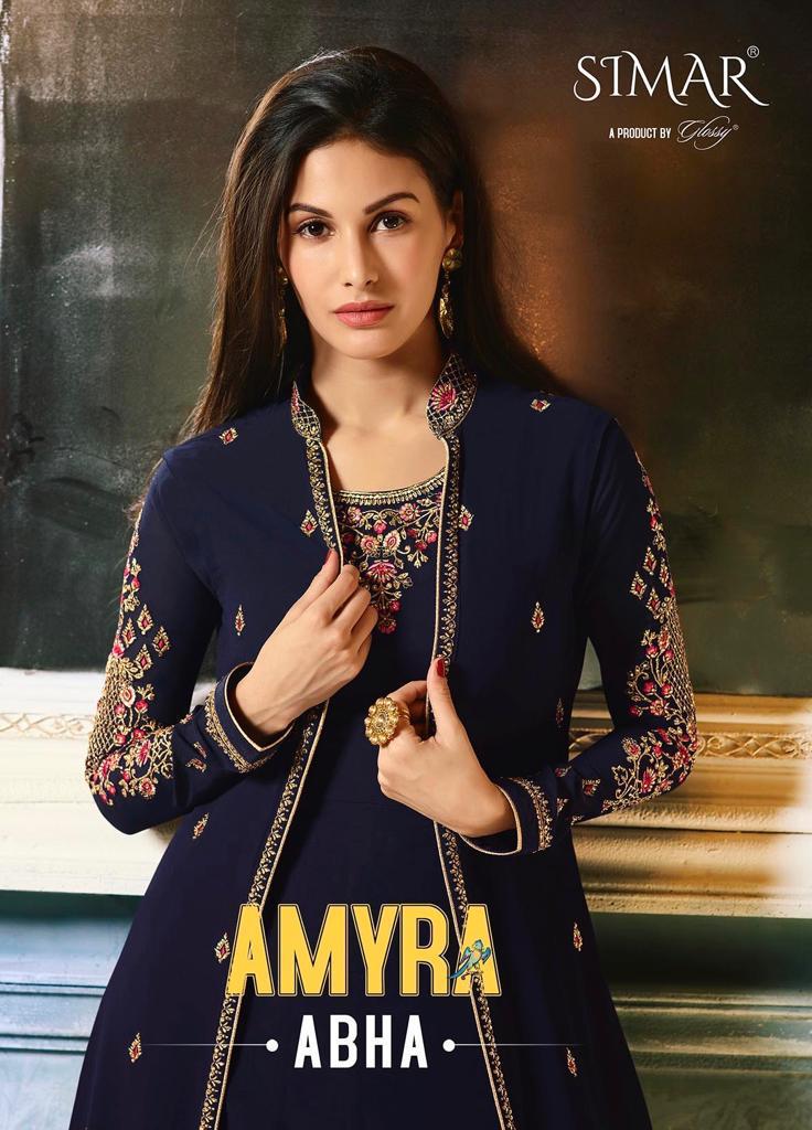 Glossy Amyra Abha Georgette 9054-9061 Series Gown Style Heavy Look Suit