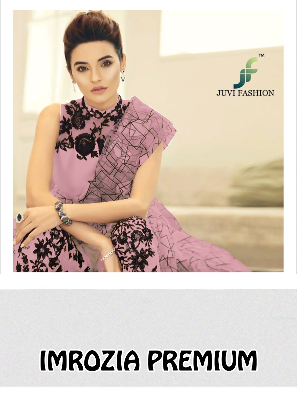 Juvi Fashion Imrozia Premium Net With Heavy Work Western Style Pakistani Suit Concept
