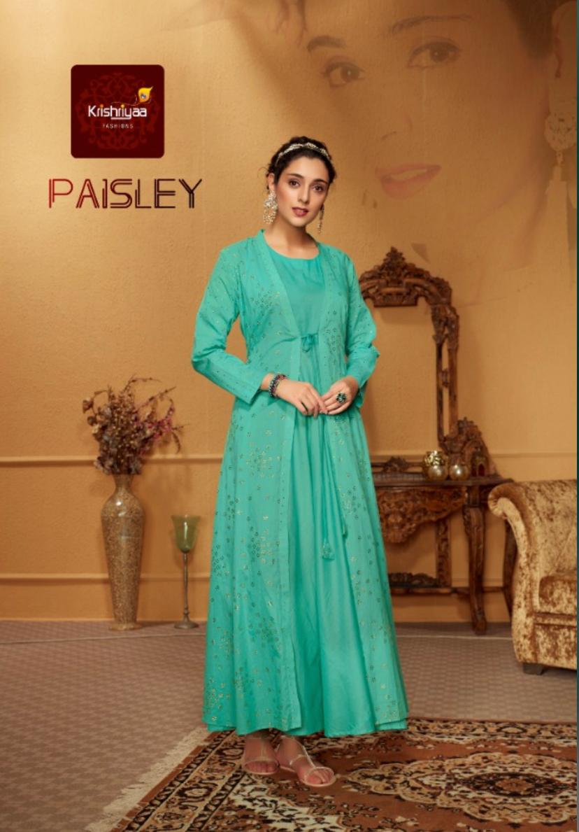 Krishriyaa Paisley Soft Mal Cotton Long Kurti With Seperate Jackets Collection
