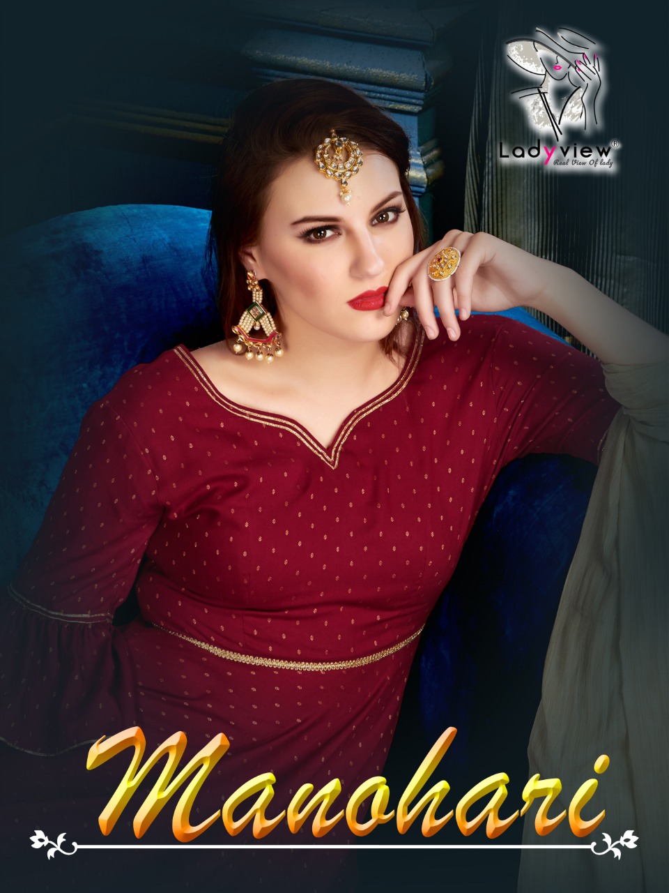 Ladyview Present Manohari Weaving Rayon Kurti With Banarasi Dupatta Trader
