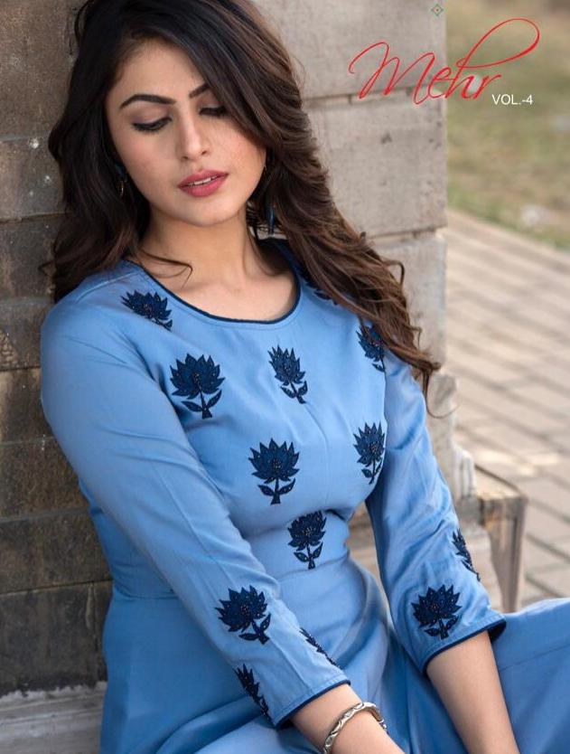 Mehr Vol 4 By Mugdha 114-118 Series Gown Style Long Kurtas Wholesaler