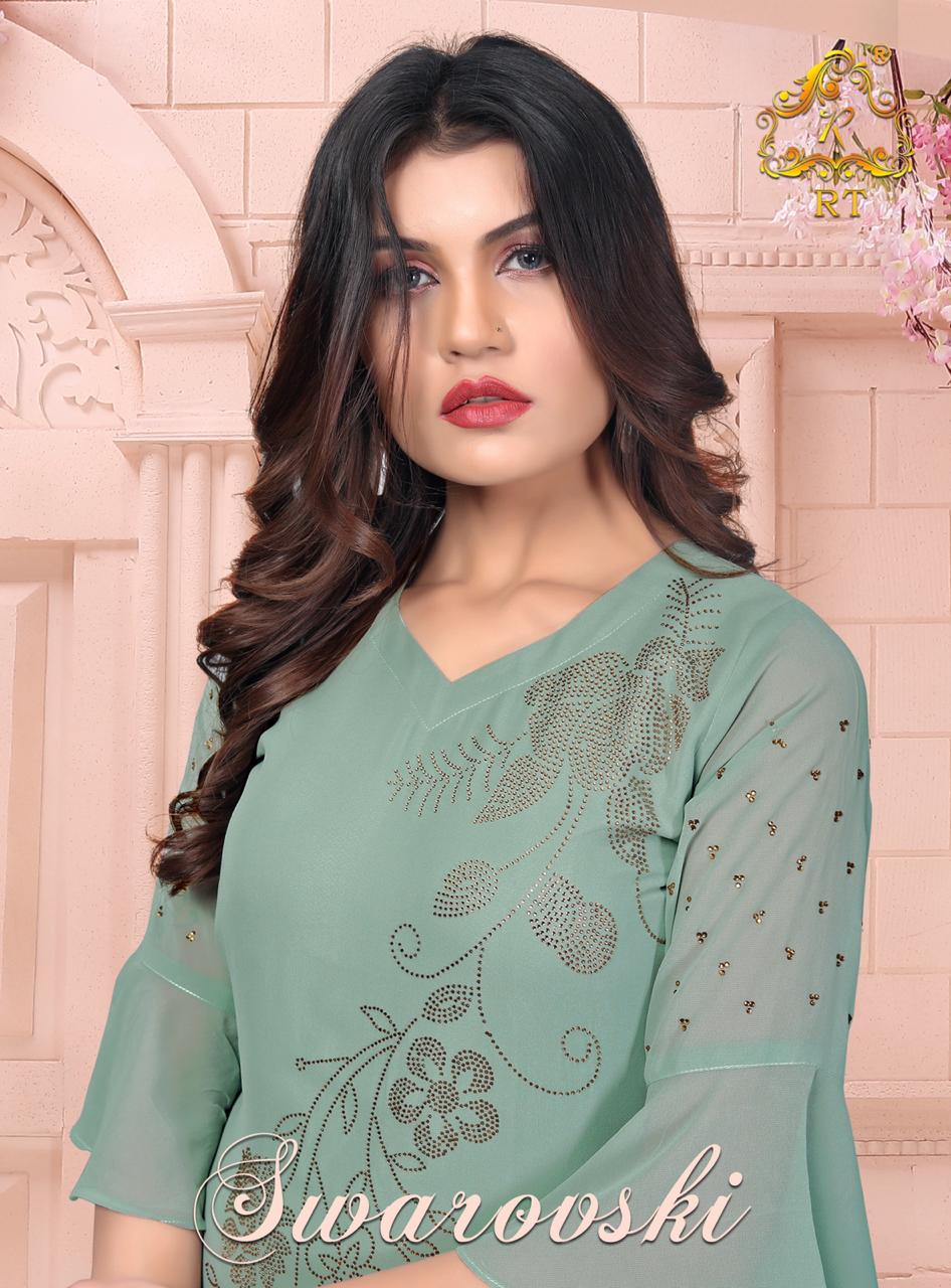 Rijiya Trends Swarovski Georgette Top With Plazzo Authorized Collection In Surat