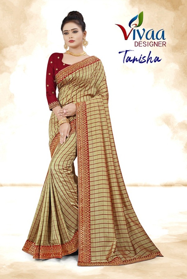 Tanisha By Vivaa Designer Vichitra Checks Traditional Wear Saree Wholesale Rate