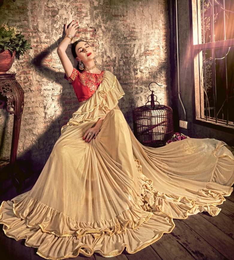 Triveni Saree Katherine Imported Fancy Fabrics Different Style Saris Supplier