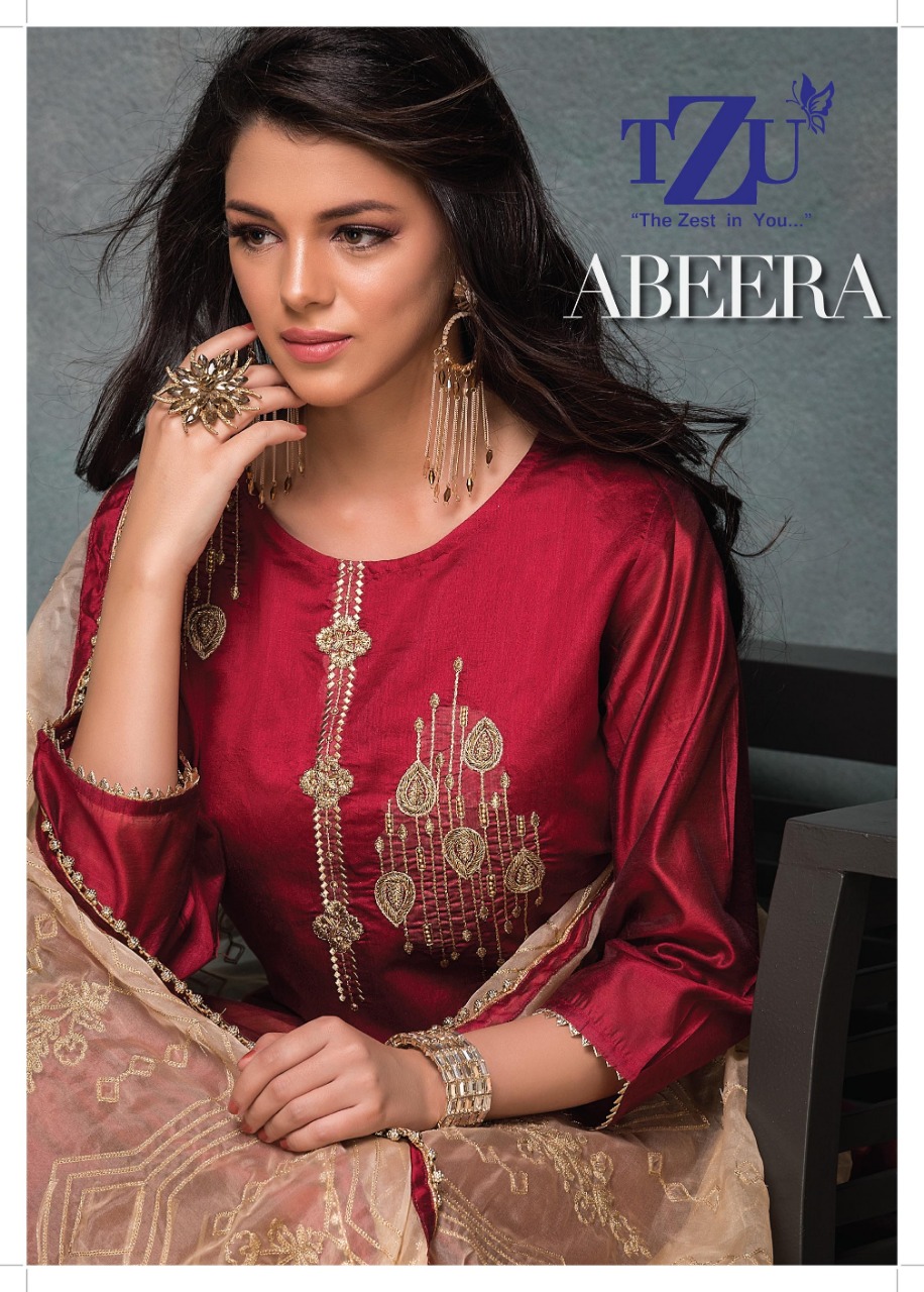 Tzu Life Style Abeera Georgette Top With Lehenga Style Suit Supplier In Surat