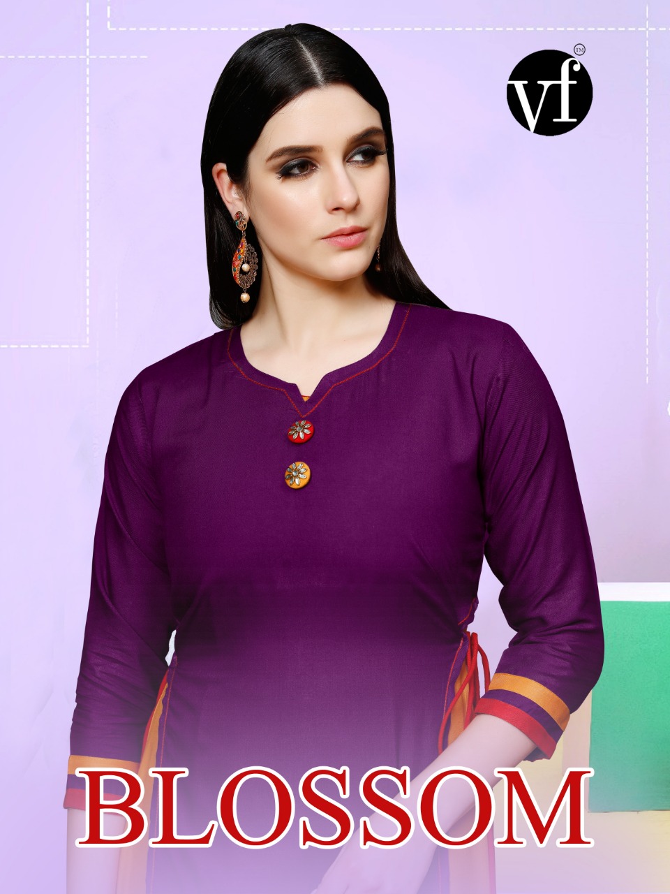Vf India Blossom Rayon Two Type Wear Stylish Long Gown Kurti Wholesale Price
