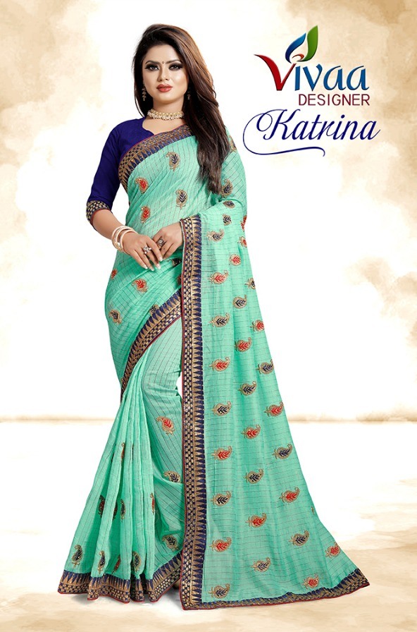 Viaa Designer Katrina Cotton Jari Checks Looking Preety Saree Supplier