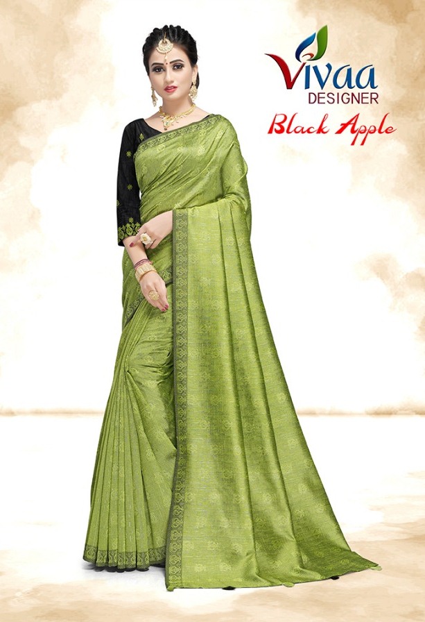 Vivaa Designer Black Apple Cotton Base Designer Saree Online Shopping In Surat