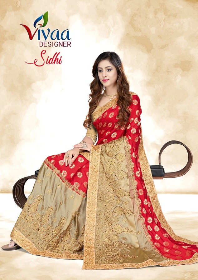Vivaa Designer Launch Sidhi Half Jacquard Half Melbourn Heavy Look Saree Seller