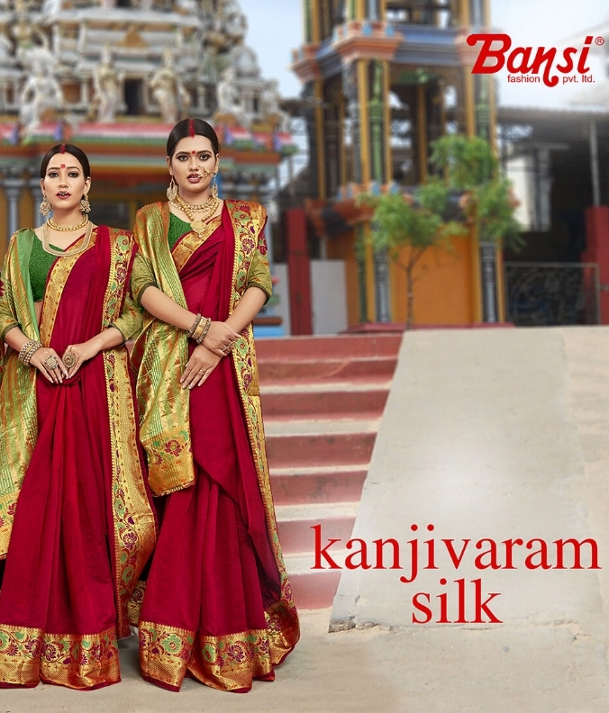 Bansi Fashion Present Kanjivaram Silk Cotton Jacquard Good Looking Saree Supplier