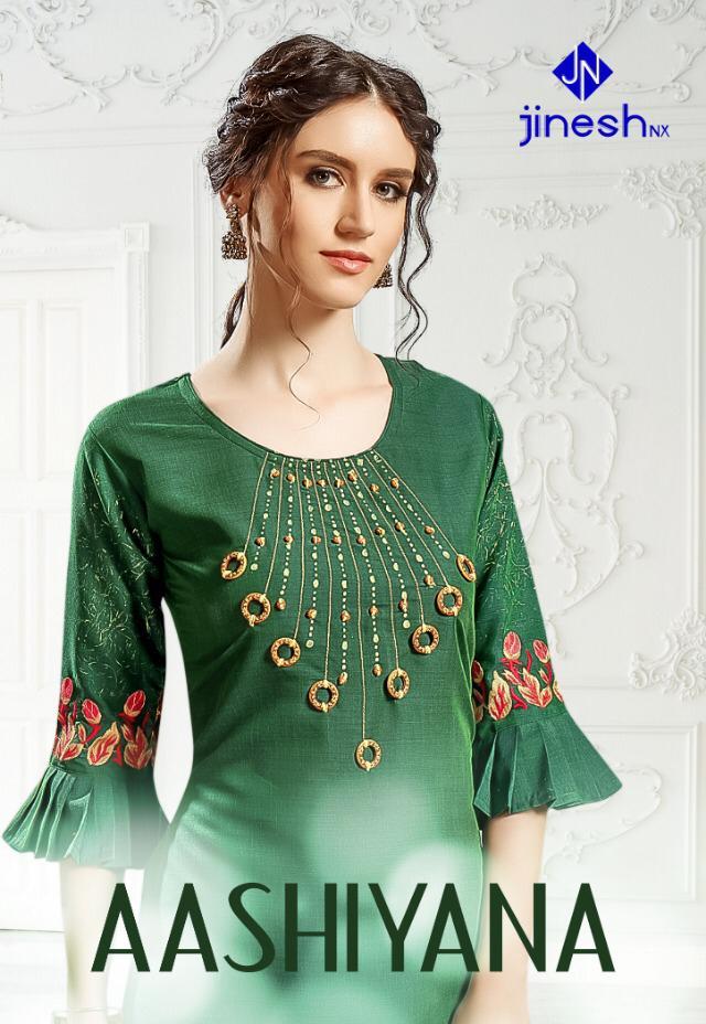 Jinesh Nx Aashiyana Rayon With Work Kurti Online Shopping In Surat Market