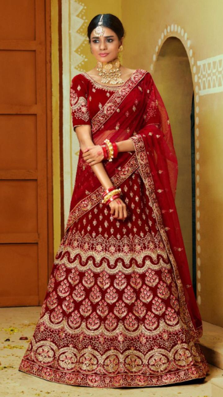 Kessi Wedding Express 3431-3438 Series Velvet Heavy Embroidered Bridal Lehengas