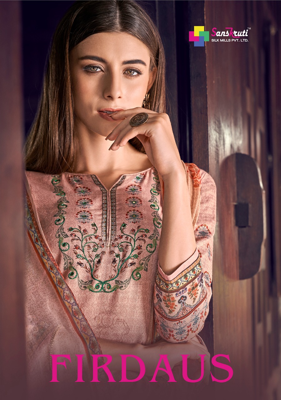 Sanskruti Silk Mills Firdaus Pashmina Digital Print Winter Collection Suit Supplier