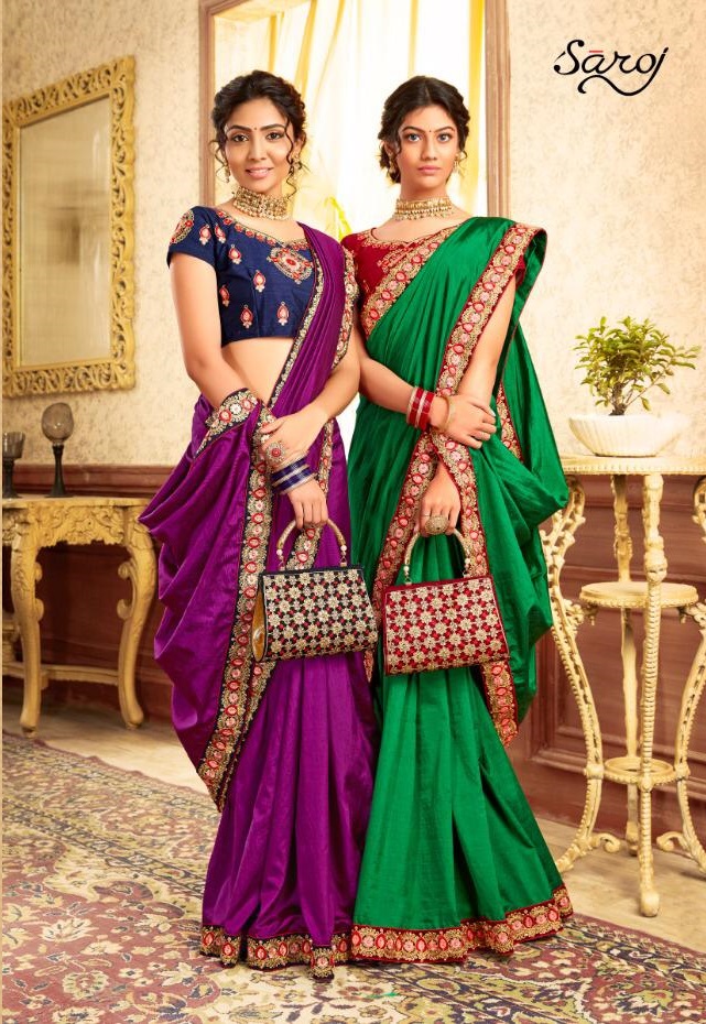 Saroj Present Charulata Cora Silk Saree With Free Gift Ladies Clutch Bag Collection