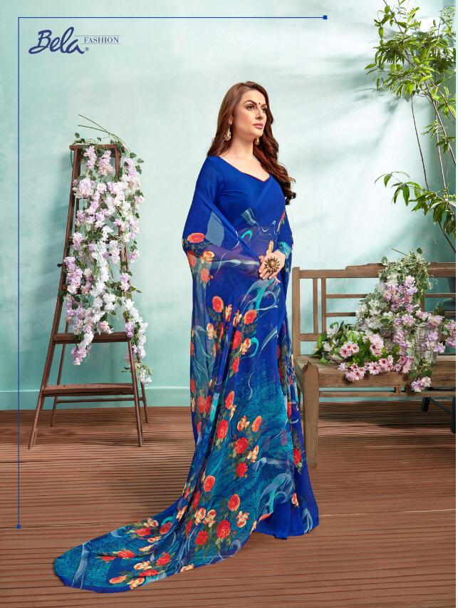Bela Fashion Crystal Georgette Printed Formal Wear Designer Saree