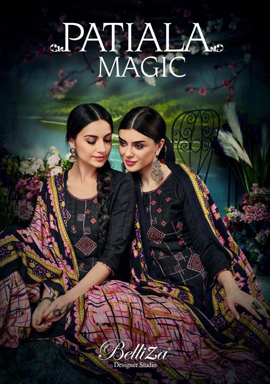 Belliza Designer Patiyala Magic Pashmina Printed Suits Catalog
