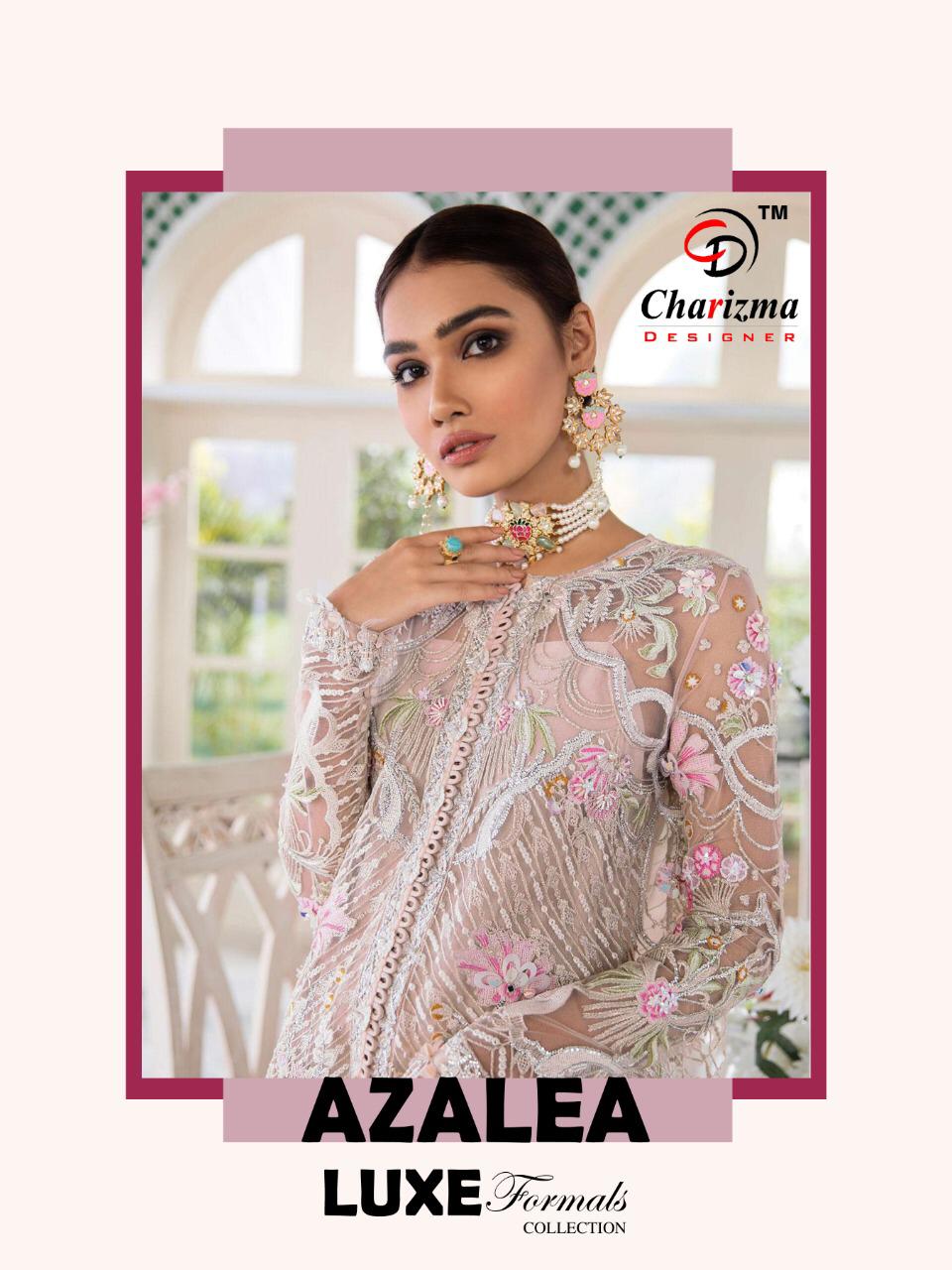 Charizma Designer Azalia Heavy Net Embroidery Pakistani Dress Materials