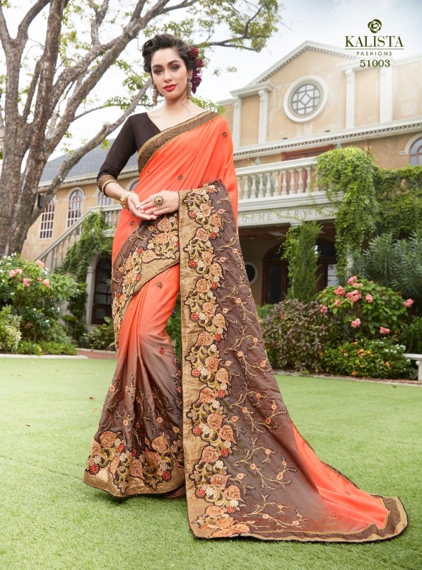 Kalista Dream Collection Georgette Embroidery Work Exclusive Fancy Saree