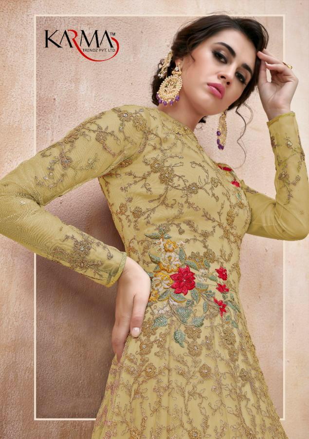 Karma 16023 Colour Plus Net Embroidery Anarkali Style Salwar Kameez
