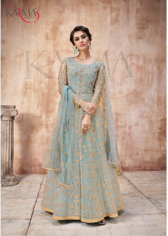 Karma Present 16022 Colour Plus Net Embroidered Anarkali Suit Collection