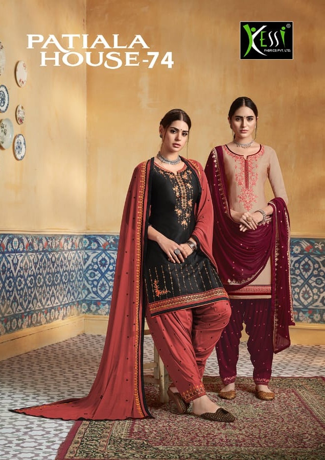 Kessi Patiala House Vol 74 Satin Embroidery Punjabi Salwar Kameez Wholesaler