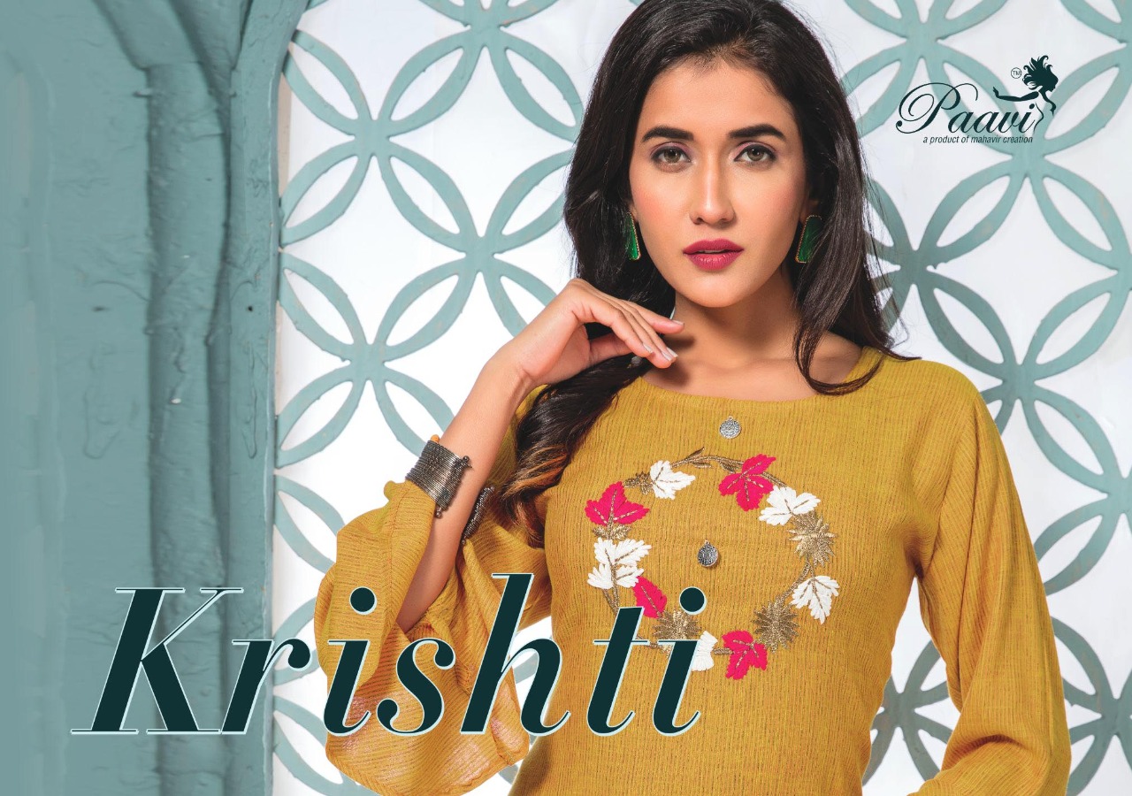 Paavi Krishti Stylish Fancy Ethnic Kurtis Collection Wholesaler