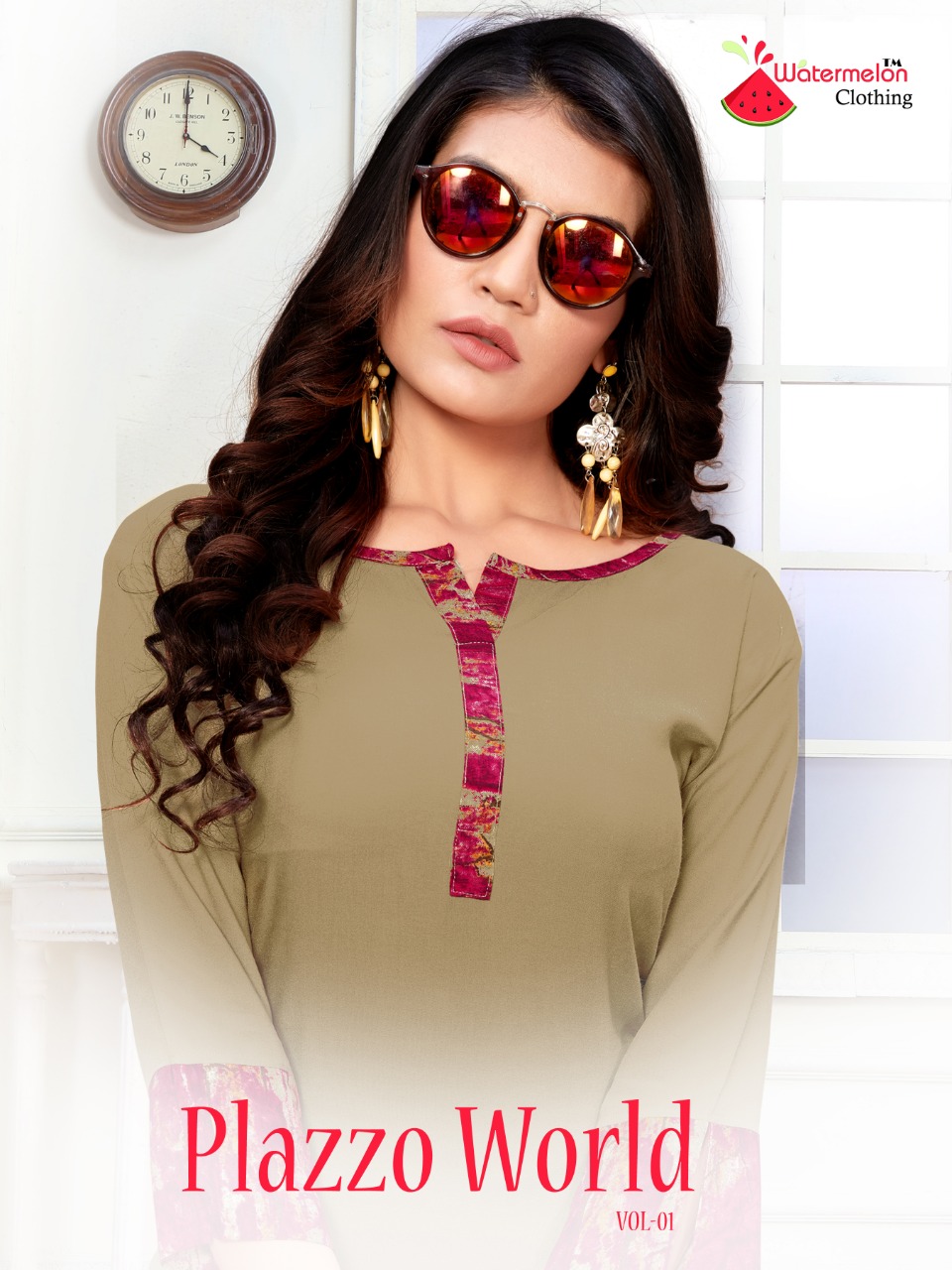 Platinum World By Watermelon Rayon Long Top With Plazzo Wholesaler Surat
