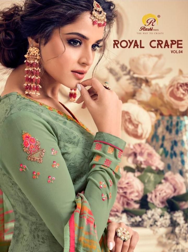 Royal Crape Vol 4 By Rashi French Crape Salwar Kameez Wholesale Price