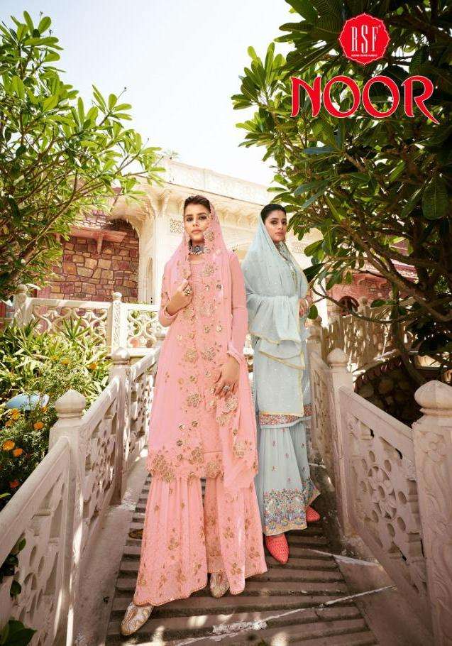 Rsf Present Noor Georgette Heavy Embroidery Sharara Style Salwar Kameez